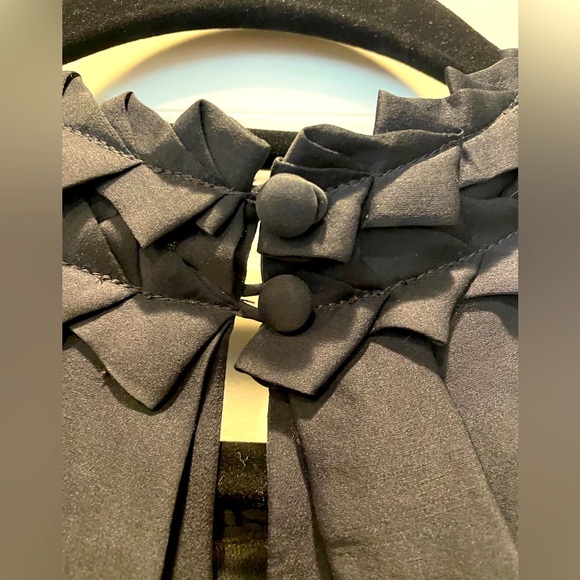 Club Monaco Ruffle Neck Silk Top, Black, Size Small - Picture 6 of 12